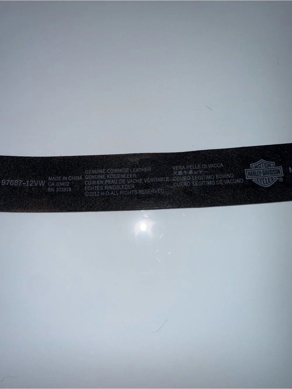 HARLEY DAVIDSON Black Genuine Leather Belt Embossed Detail And Rhinestone buckle